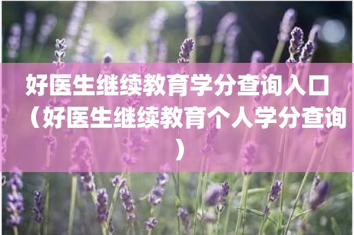 好医生继续教育学分查询入口（好医生继续教育个人学分查询）