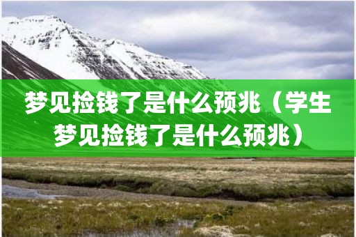 梦见捡钱了是什么预兆（学生梦见捡钱了是什么预兆）