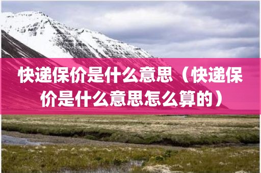 快递保价是什么意思（快递保价是什么意思怎么算的）