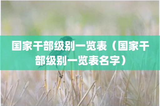 国家干部级别一览表（国家干部级别一览表名字）