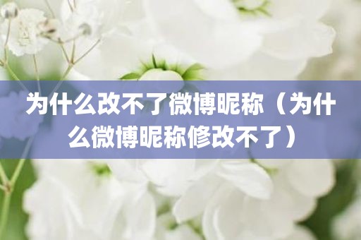 为什么改不了微博昵称（为什么微博昵称修改不了）