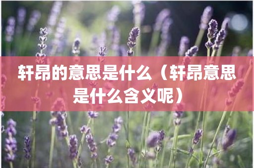 轩昂的意思是什么（轩昂意思是什么含义呢）