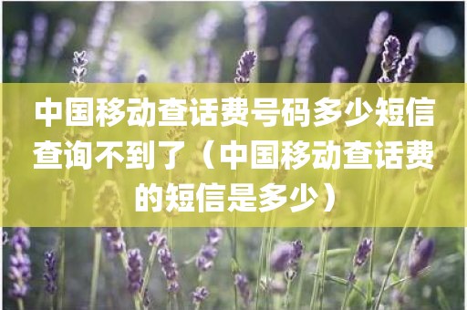 中国移动查话费号码多少短信查询不到了（中国移动查话费的短信是多少）