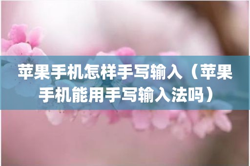 苹果手机怎样手写输入（苹果手机能用手写输入法吗）