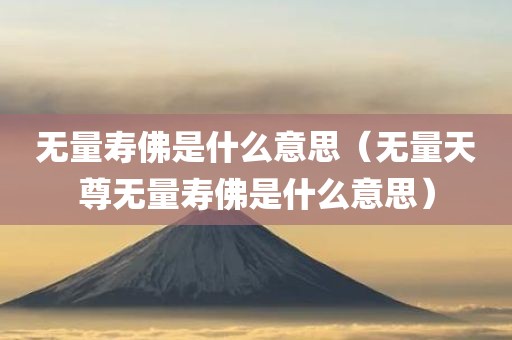 无量寿佛是什么意思(无量天尊无量寿佛是什么意思) 无量寿佛是什么意思(无量天尊无量寿佛是什么意思)