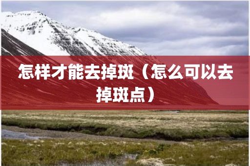 怎样才能去掉斑（怎么可以去掉斑点）