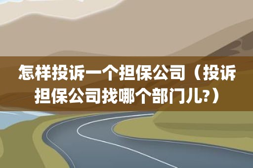怎样投诉一个担保公司（投诉担保公司找哪个部门儿?）