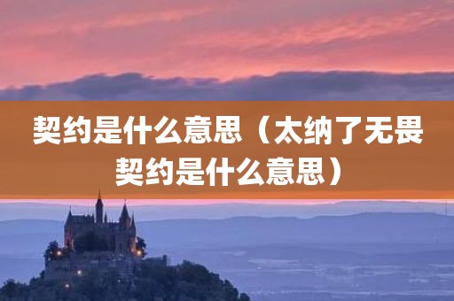 契约是什么意思(太纳了无畏契约是什么意思)