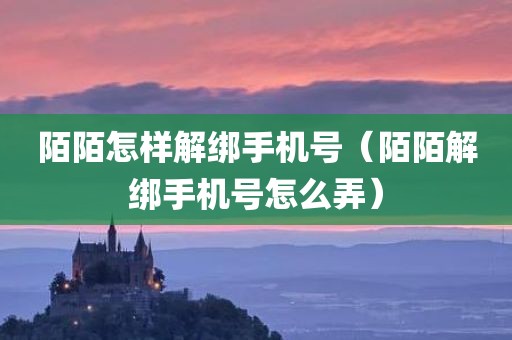 陌陌怎样解绑手机号（陌陌解绑手机号怎么弄）