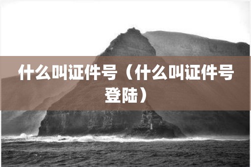 什么叫证件号（什么叫证件号登陆）