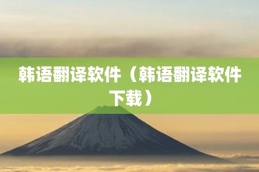 韩语翻译软件(韩语翻译软件下载)