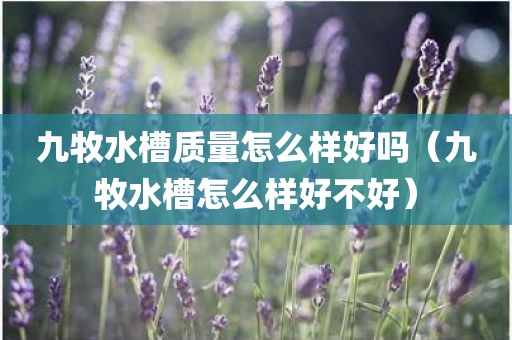 九牧水槽质量怎么样好吗（九牧水槽怎么样好不好）