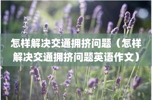 怎样解决交通拥挤问题（怎样解决交通拥挤问题英语作文）