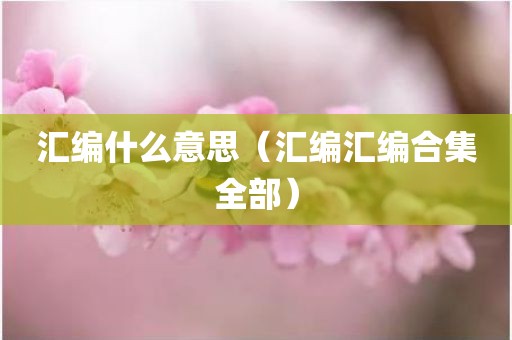 汇编什么意思（汇编汇编合集全部）