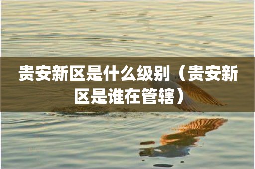 贵安新区是什么级别(贵安新区是谁在管辖)