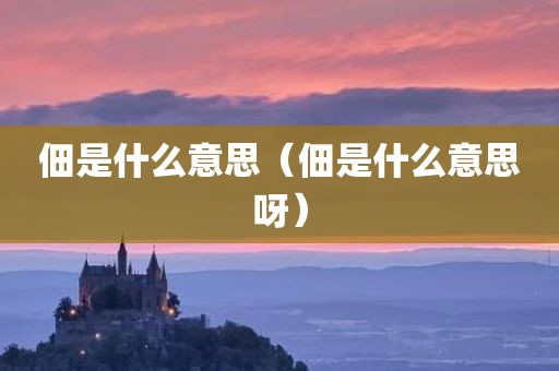 佃是什么意思（佃是什么意思呀）