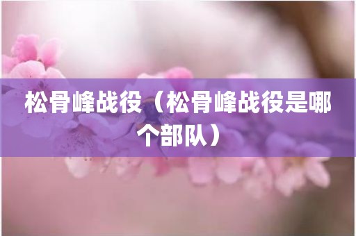 松骨峰战役（松骨峰战役是哪个部队）