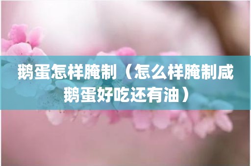 鹅蛋怎样腌制（怎么样腌制咸鹅蛋好吃还有油）