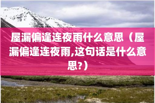 屋漏偏逢连夜雨什么意思（屋漏偏逢连夜雨,这句话是什么意思?）