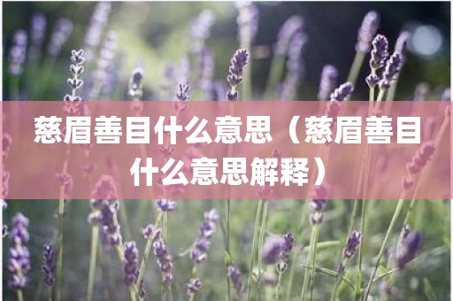 慈眉善目什么意思（慈眉善目什么意思解释）