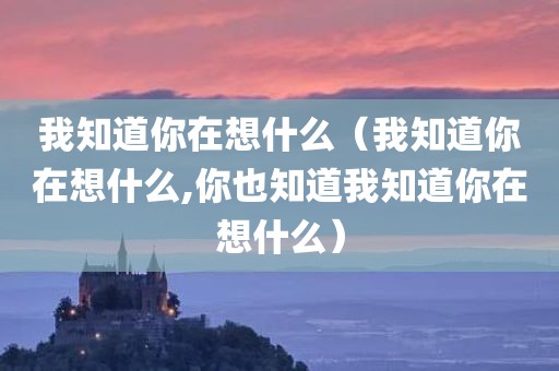 我知道你在想什么（我知道你在想什么,你也知道我知道你在想什么）
