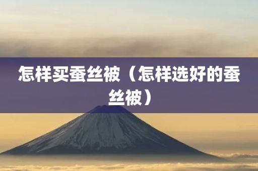 怎样买蚕丝被（怎样选好的蚕丝被）