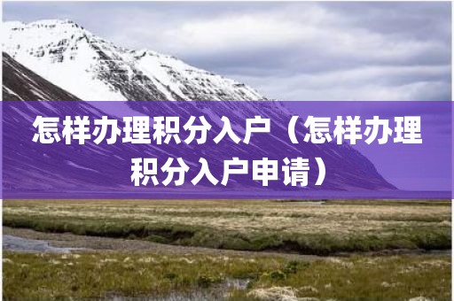 怎样办理积分入户（怎样办理积分入户申请）