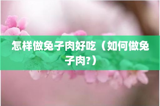 怎样做兔子肉好吃（如何做兔子肉?）