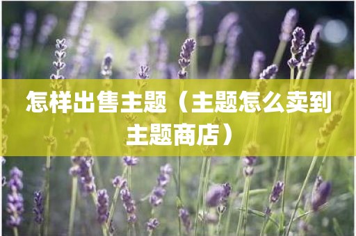 怎样出售主题（主题怎么卖到主题商店）