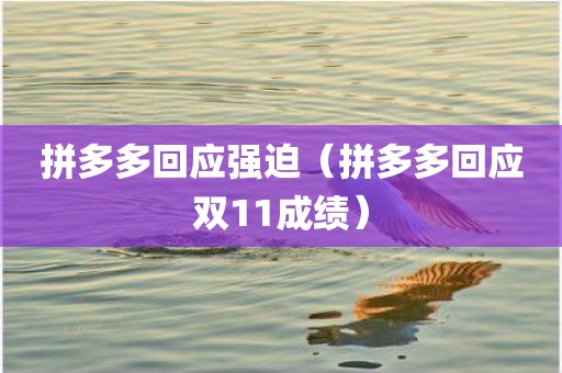 拼多多回应强迫（拼多多回应双11成绩）