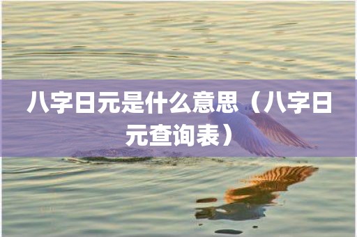 八字日元是什么意思（八字日元查询表）