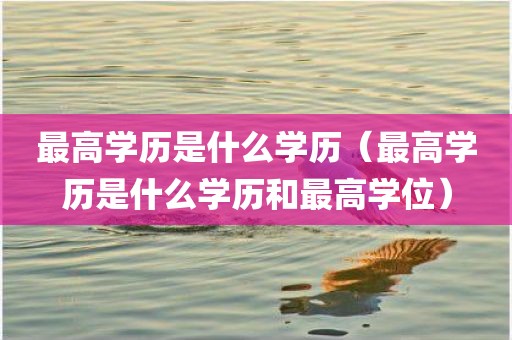 最高学历是什么学历（最高学历是什么学历和最高学位）