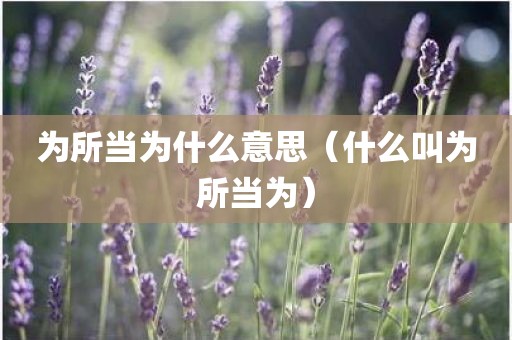 为所当为什么意思（什么叫为所当为）