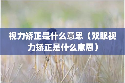 视力矫正是什么意思（双眼视力矫正是什么意思）