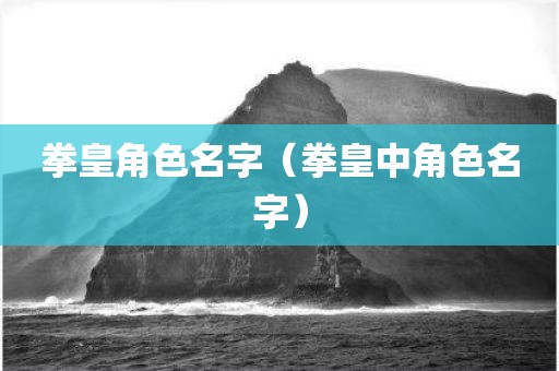拳皇角色名字（拳皇中角色名字）
