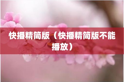 快播精简版（快播精简版不能播放）