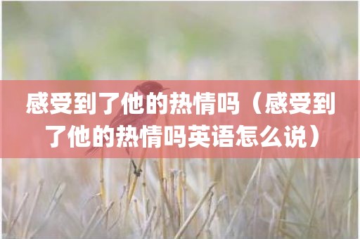 感受到了他的热情吗（感受到了他的热情吗英语怎么说）