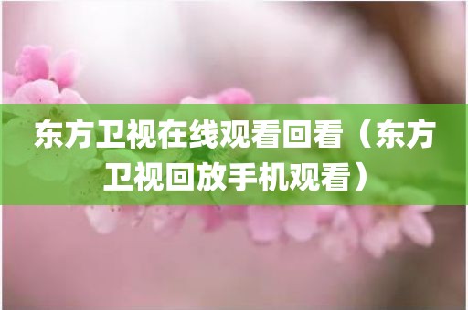 东方卫视在线观看回看（东方卫视回放手机观看）
