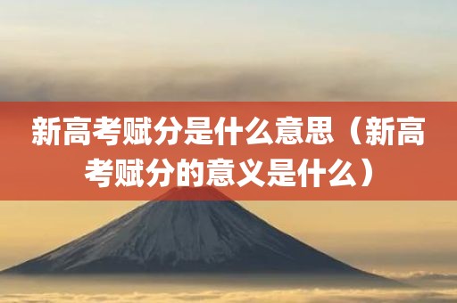 新高考赋分是什么意思（新高考赋分的意义是什么）