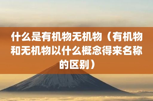 什么是有机物无机物（有机物和无机物以什么概念得来名称的区别）