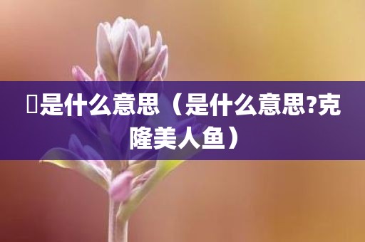 赑是什么意思（是什么意思?克隆美人鱼）