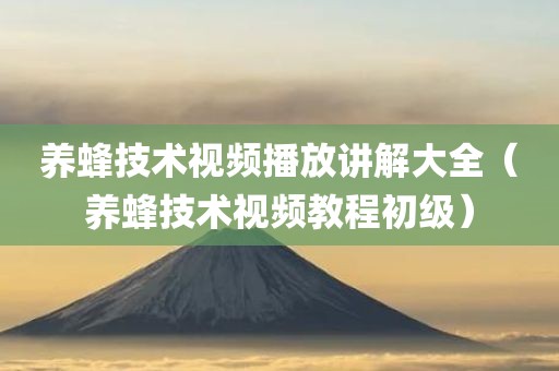 养蜂技术视频播放讲解大全(养蜂技术视频教程初级) 养蜂技术视频播放讲解大全(养蜂技术视频教程初级)