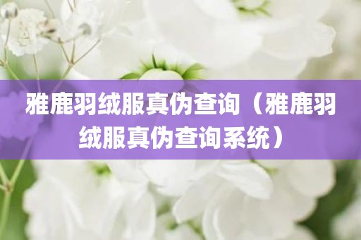 雅鹿羽绒服真伪查询（雅鹿羽绒服真伪查询系统）