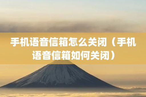 手机语音信箱怎么关闭（手机语音信箱如何关闭）