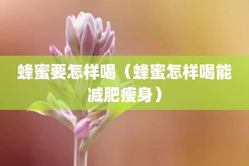 蜂蜜要怎样喝（蜂蜜怎样喝能减肥瘦身）