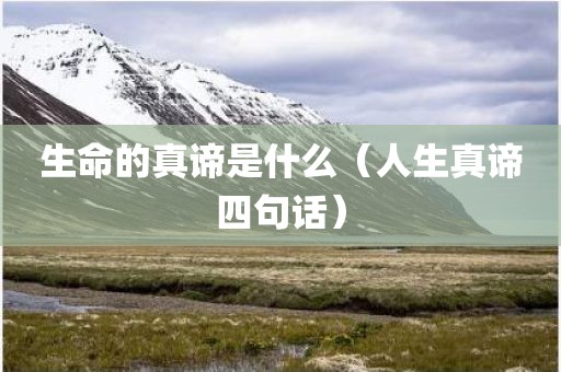 生命的真谛是什么（人生真谛四句话）