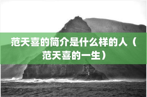 范天喜的简介是什么样的人（范天喜的一生）