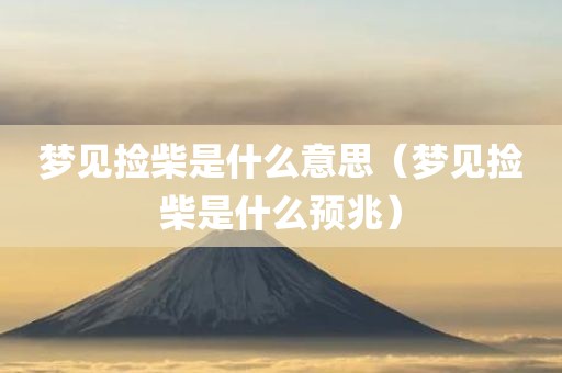 梦见捡柴是什么意思（梦见捡柴是什么预兆）