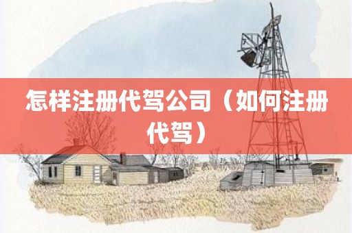怎样注册代驾公司（如何注册代驾）