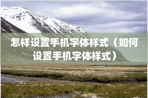 怎样设置手机字体样式（如何设置手机字体样式）